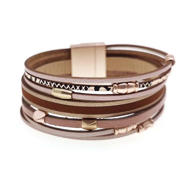 

tennis fashion leather bracelets for women femme & bangles faux fur wide multilayer wrap bracelet female jewelry, Golden;silver
