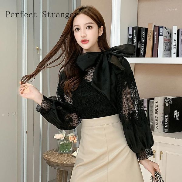 

2021 autumnnew arrival bow collar long sleeve women chiffon blouse, White