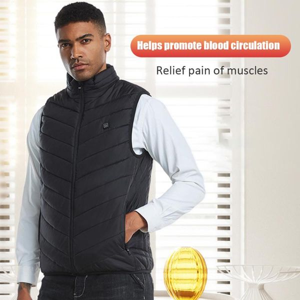 

outdoor t-shirts heating vest winter warmer electric heated thermal waistcoat usb powered operated 3 levels adjustable temperature, Gray;blue