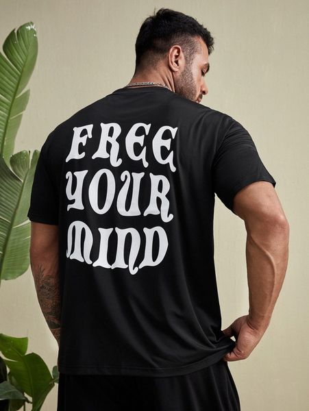 

extended sizes men slogan graphic tee h0jb#, White;black