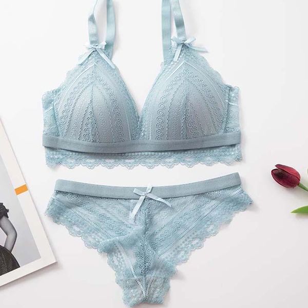 

bras sets fashion push up solid color bra set wireless brassiere deep v lace lingerie women comfortable underwear, Red;black