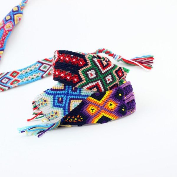 

hippy silk string handmade boho rainbow woven rope macrame embroidery cotton friendship bracelets for women and men