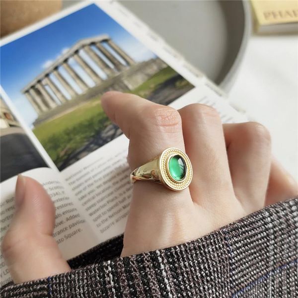 

cluster rings ruiyi women exquisite 925 sterling silver emerald golden simplicity girls stylish lovers luxury gift jewelry open, Golden;silver