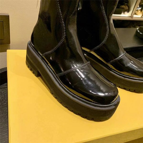 

women ig eels slip on over te knee long oots femaleankle patcwork flock two ways wear#77211111, Black