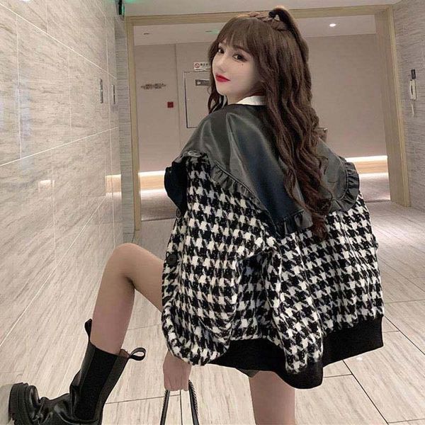 

new fashion, loose and slim casual woolen coat for female students, Black