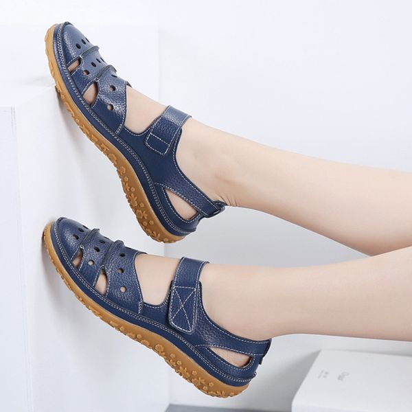 

2020 summer women sandals breathable leather shoes handmade wedges sandals mother shoes genuine leather summer shoes size 35-42 y200702, Black