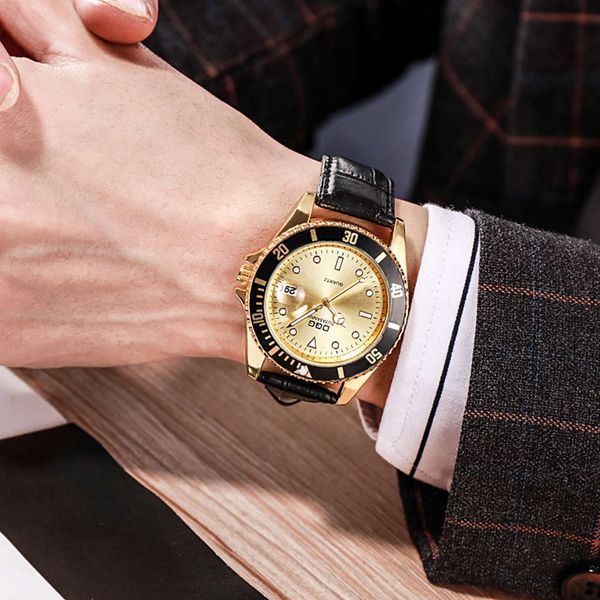 

calendar fashion new leisure 2020 mechanical belt men's watch zsjp, Slivery;brown