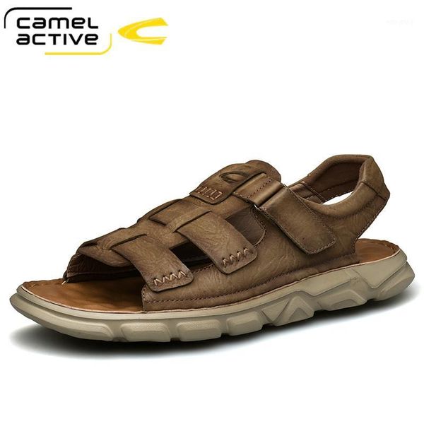 

camel active new summer fashion men casual sandals elastic lightweight beach men's sandals decompression footbed men shoes flats1, Black