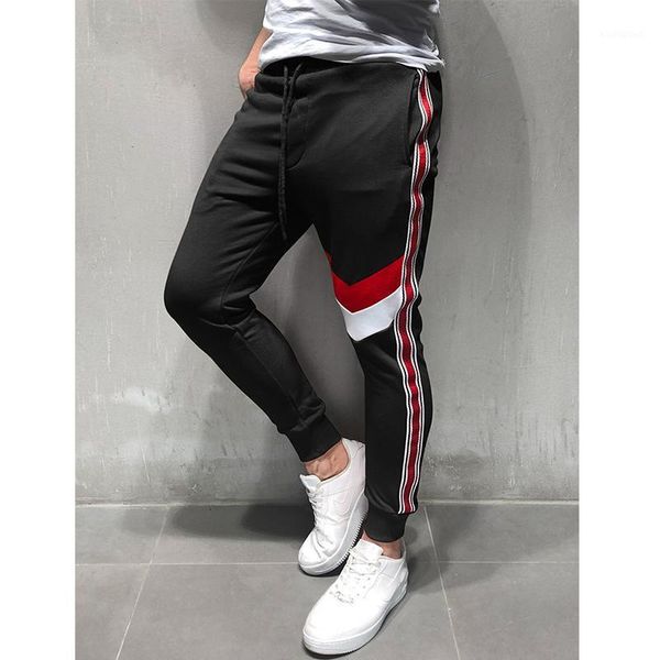 

casual sports pants white men's fashion cotton fitness training jogging pants men's casual sports jogger clothing1, Black