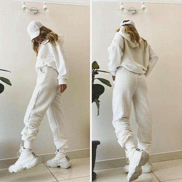

new winter sports long-sleeved loose hooded sweater casual pants suit, Gray