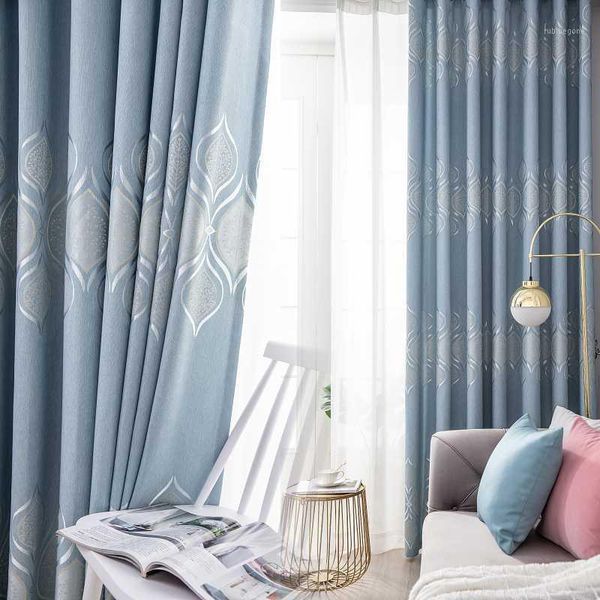 

curtain & drapes simple and modern jacquard high blackout curtains living room bedroom bay window slub cotton finished custom fabric1