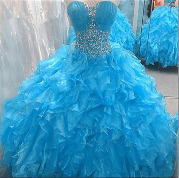 Nach Maß Quinceanera Kleider 2021 Organza Kristall Perlen Süße 16 Ballkleid Debütantin Prom Party Kleid Vestidos De 15 Jahre QC1582