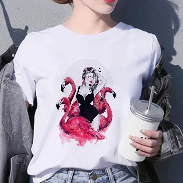 

new flamingo beauty t shirt women fashion hipster harajuku short sleeve t-shirt white suitable all seasons tshirt clothing