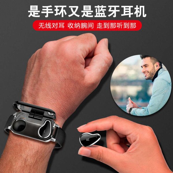 

multifunctional smart bracelet bluetooth dual headset two in one alarm clock vibrat to remind heart rate and blood prsure