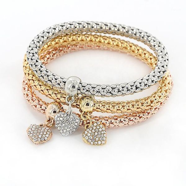 Charme Braceletes Mulheres Bracelegold Banhado Cristal Pulseiras Homens Multi-Camada Etnica Multi-Camada Coração Pingentes Jóias1