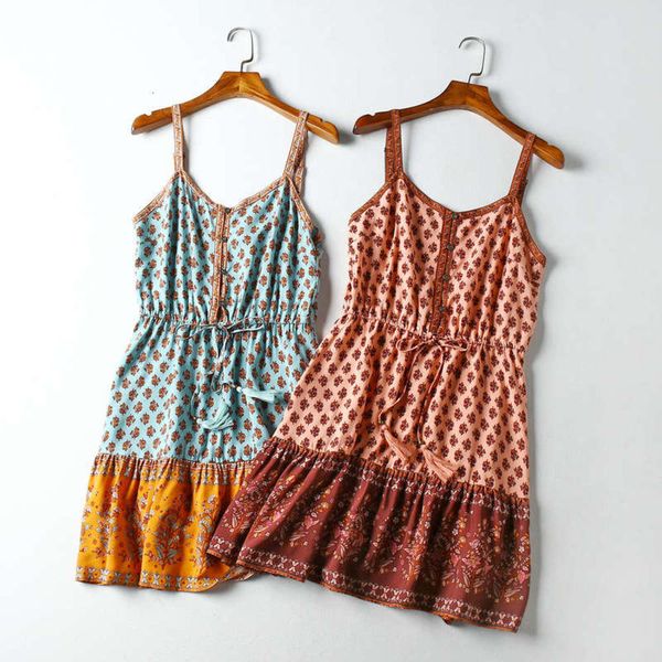 

rayon autumn positioning fashion women's waistline printing short suspender dress, Black;gray