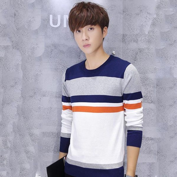 

2020 winter white striped mens sweaters brand male sweater cotton casual o-neck slim fit men knitted sweaters pullovers 3xl 501, White;black