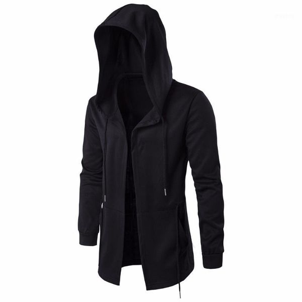 

spring fashion men's hooded sweatshirts hip hop black gown mantle hoodies jacket long cloak man coat windbreaker outerwear1, Black;brown