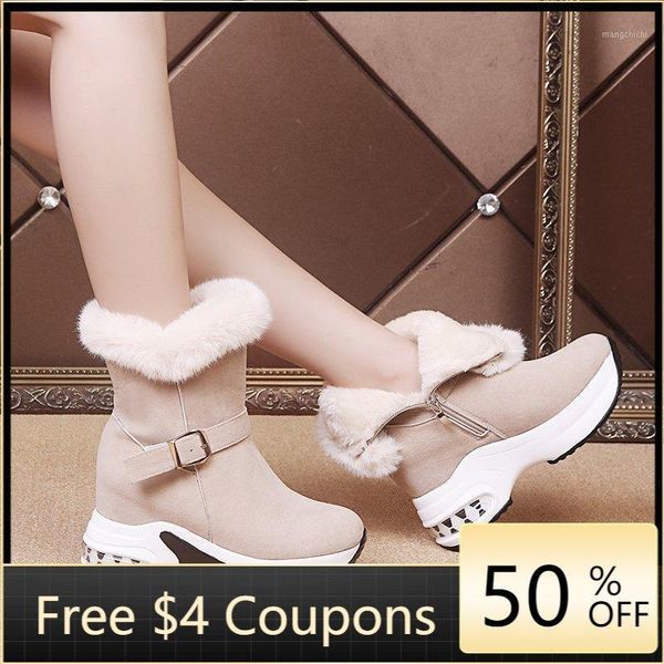 

nausk women winter warm fur sneakers platform snow boots women 2020 ankle boots female causal shoes ankle for1, Black