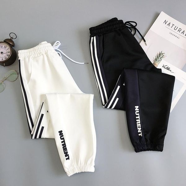 

spring sport cargo pants plus size 2xl letter embroidery pants women high waist streetwear cool girl harajuku hip hop pants, Black;white