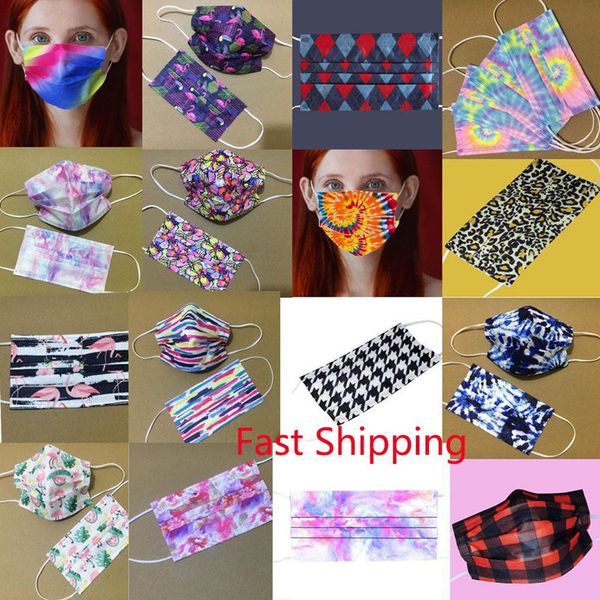 

tie-dye disposable three layers of mask melt spray cloth fashion face mask designer protection meltblown disposable facemask printing