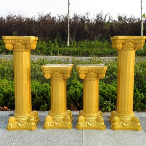 Роскошные украшения для вечеринок Золотые римские колонны Пластиковые Столбы Дорога цитируемые Свадебные реквизиты Поставки 4 шт.
