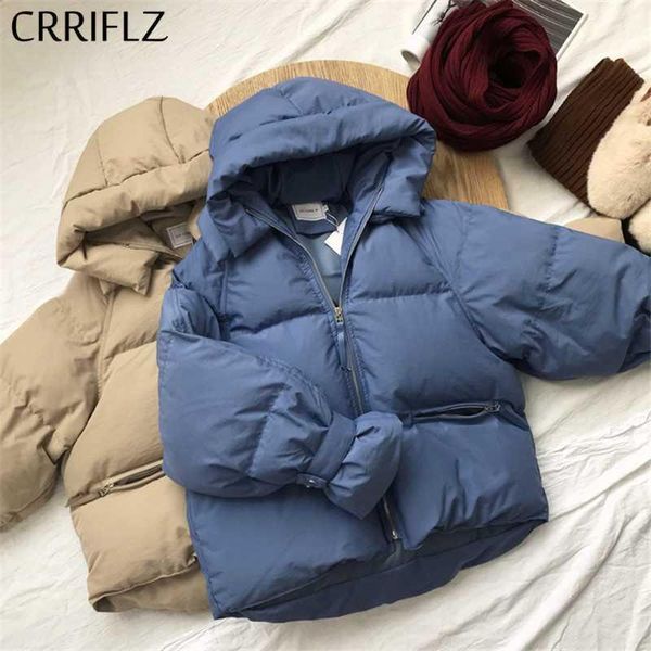 

winter short warm jackets women hooded long sleeve parka coat 2020 new crriflz1, Black