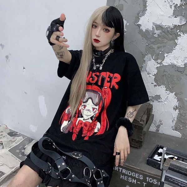 

gothic couple t shirt women summer female cool bf style cool female kpop tshirt summer streetwear black girls t-shirt, White