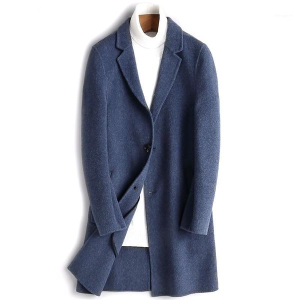 

autumn winter jacket men double-side woolen coat men streetwear windbreaker wool coat mens jackets and coats abrigo 4432 y19701, Black