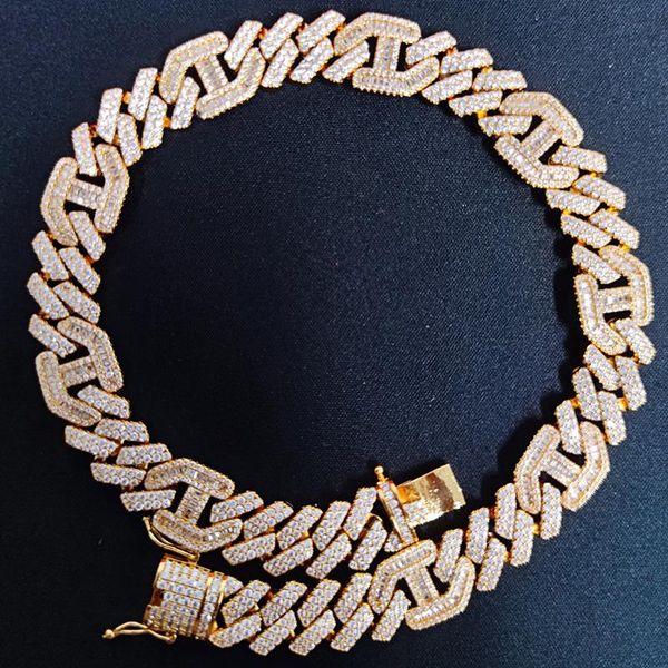 

hip hop prong setting cz stone bling iced out 3:1 square cuban miami link chain chokers necklaces for men rapper jewelry, Silver