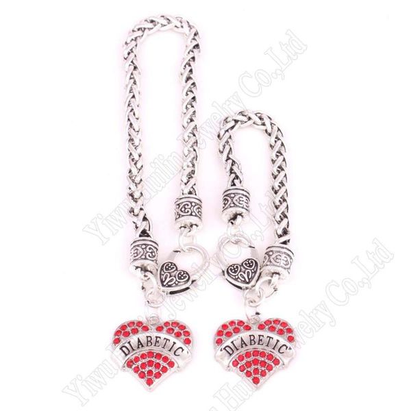 

link, chain paren-child suit rhodium plated with sparkling crystals diabetic heart charm bracelet link, Black