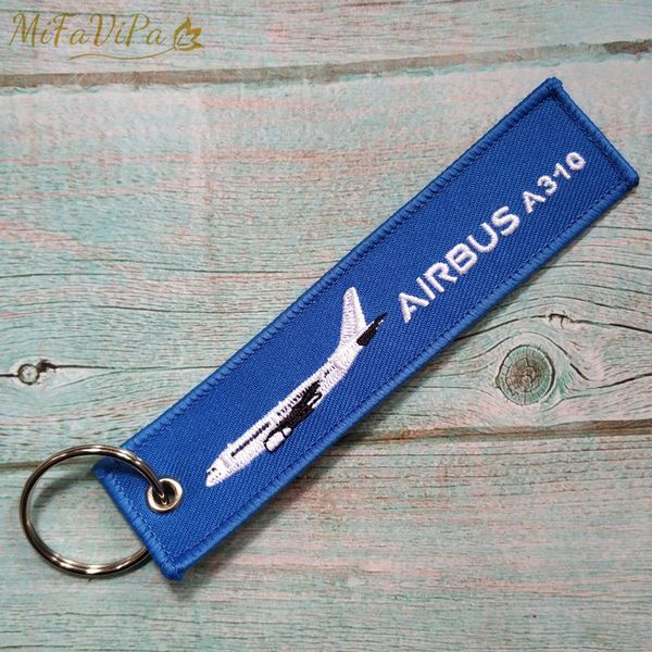 

keychains mifavipa airbus a310 fashion trinket keychain phone strap blue embroidery aviation key chains for men flight crew gift keyrings, Silver