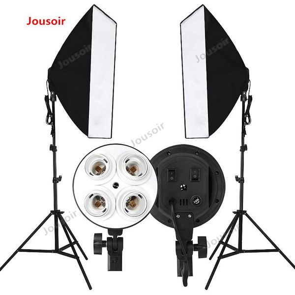 

lighting & studio accessories kit pography 2pcs*4 socket lamp holder +2pcs* 50*70cm softbox +2pcs*2m light stand po soft box cd50 t03