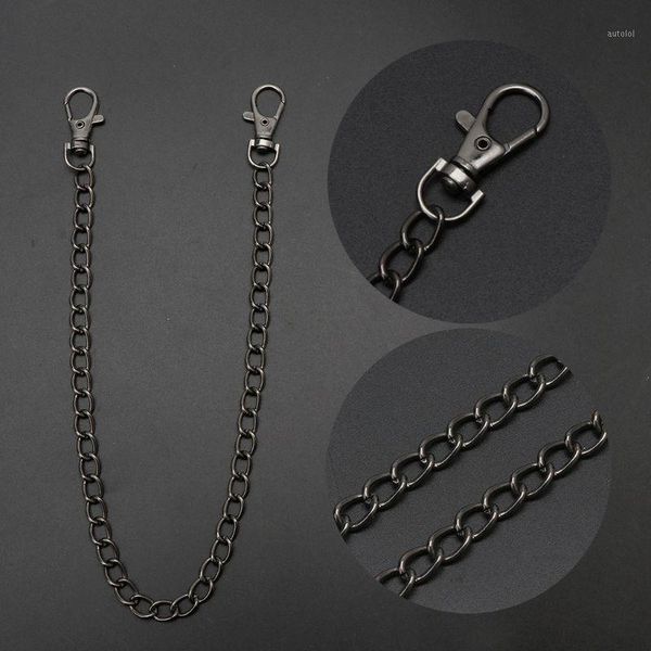 

16" punk belt wallet chain waist pants chain pocket with keyring for pants belt jeans wallets keys jewerly unisex1, Silver