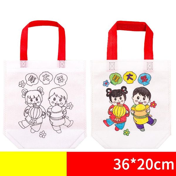 

рождество diy eco дружелюбный мешок раскраски граффити сумка детский ручной работы красивые материалы белый чистый холст сумка ручная роспис