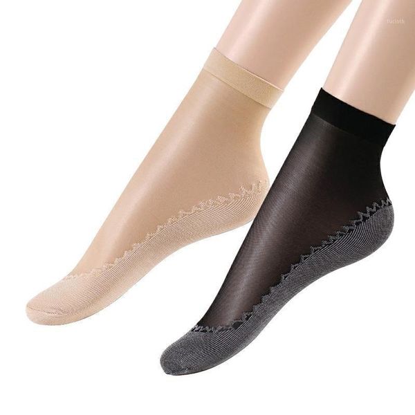 

10 pairs/ bag velvet silk womens socks cotton bottom soft non slip sole massage wicking slip-resistant summer and autumn socks1, Black;white