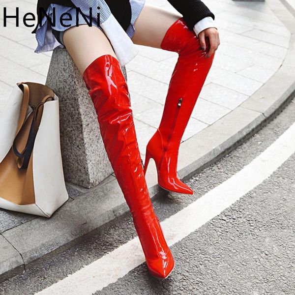 

boots 2021 women over the knee pointed 10.5cm high heels autumn winter female thigh zapatos de mujer321, Black