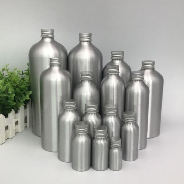 

50/100pcs 10/30/50ml small aluminum silver empty bottle screw cap cosmetic jar sample perfume essential oil refillable bottles