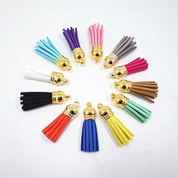 

30pcs 38mm mini gold hat leather tassels pendant jewelry curtain garments decorative accessories key bag pendant craft tassels h jllsyh