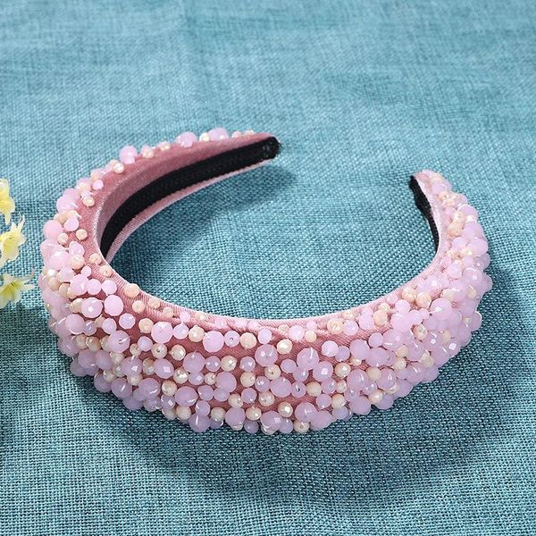 

hair accessories luxury crystal beads women headbands pink red padded headband trendy party show street crown bridal tiara baroque hairbands