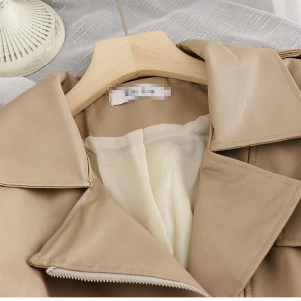 

fall women leather short jacket turn-down collar korean style fashion faux leather pu coat with belt slim outwear full, Black;brown