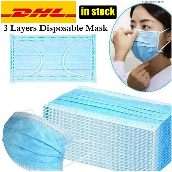 

3 mouth dust pollution face disposable anti breathing ply earloop elastic for mask protective facemask dhl fast delivery
