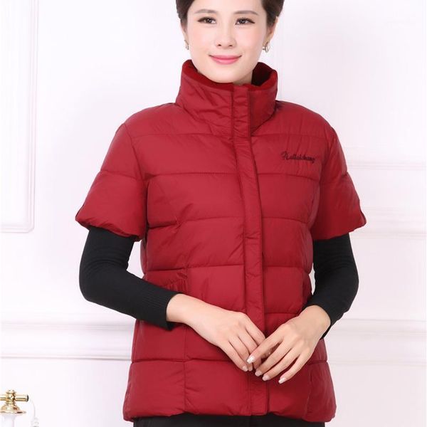 

women's vests large size jacket autumn winter 2021 waistcoat women down middle-aged thickening coat cardigan feminino 5xl cj3061, Black;white