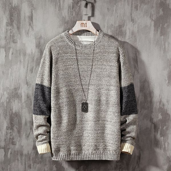 

new sweater men long sleeves autumn winter pullover knitted o-neck plus asian size 5xl 201124, White;black