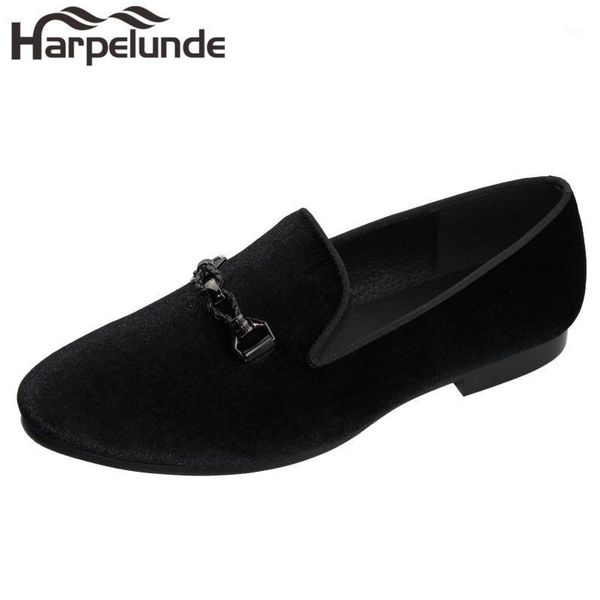 

harpelunde men graduation buckle shoes black velvet dress loafers1