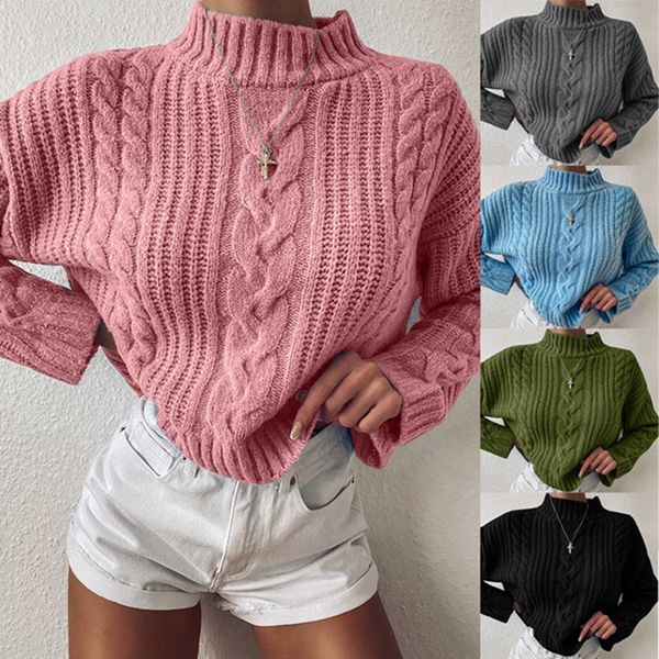 

e-baihui winter women's knitted sweater european and american casual loose pullover high-necked long-sleeved sweaters ky037, White;black