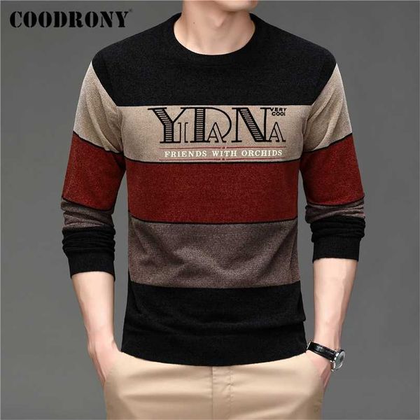 Coudrony marca outono inverno macio quente chenille lã suéter streetwear moda listrada jersey tricotada o-pescoço pulôver homens c1356 211221