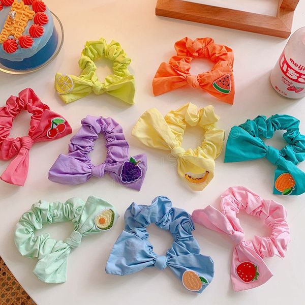 

cute fruit hair accessories children rubber scrunchies elastic hair bands girls headwear decorations, Slivery;white