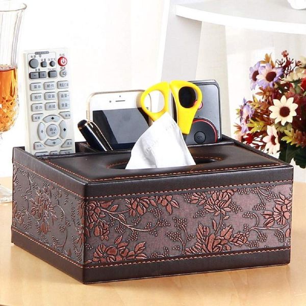

rectangular tissue box cover, fashion pattern leather pen pencil remote control tissue box cover holder storage container