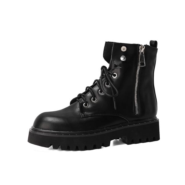 

ins women's ankle boots plus 22-26.5cm spring and autumn casual student platform shoes big size ik6x, Black